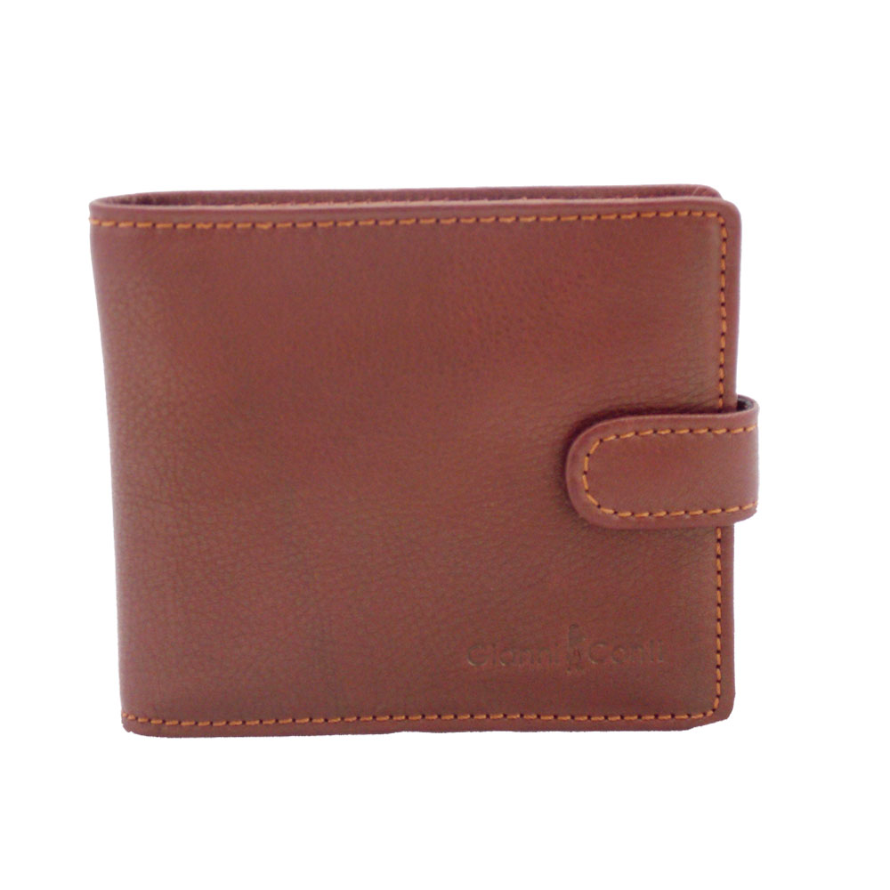 Gianni Conti Brown Leather Wallet with Tab Fasten